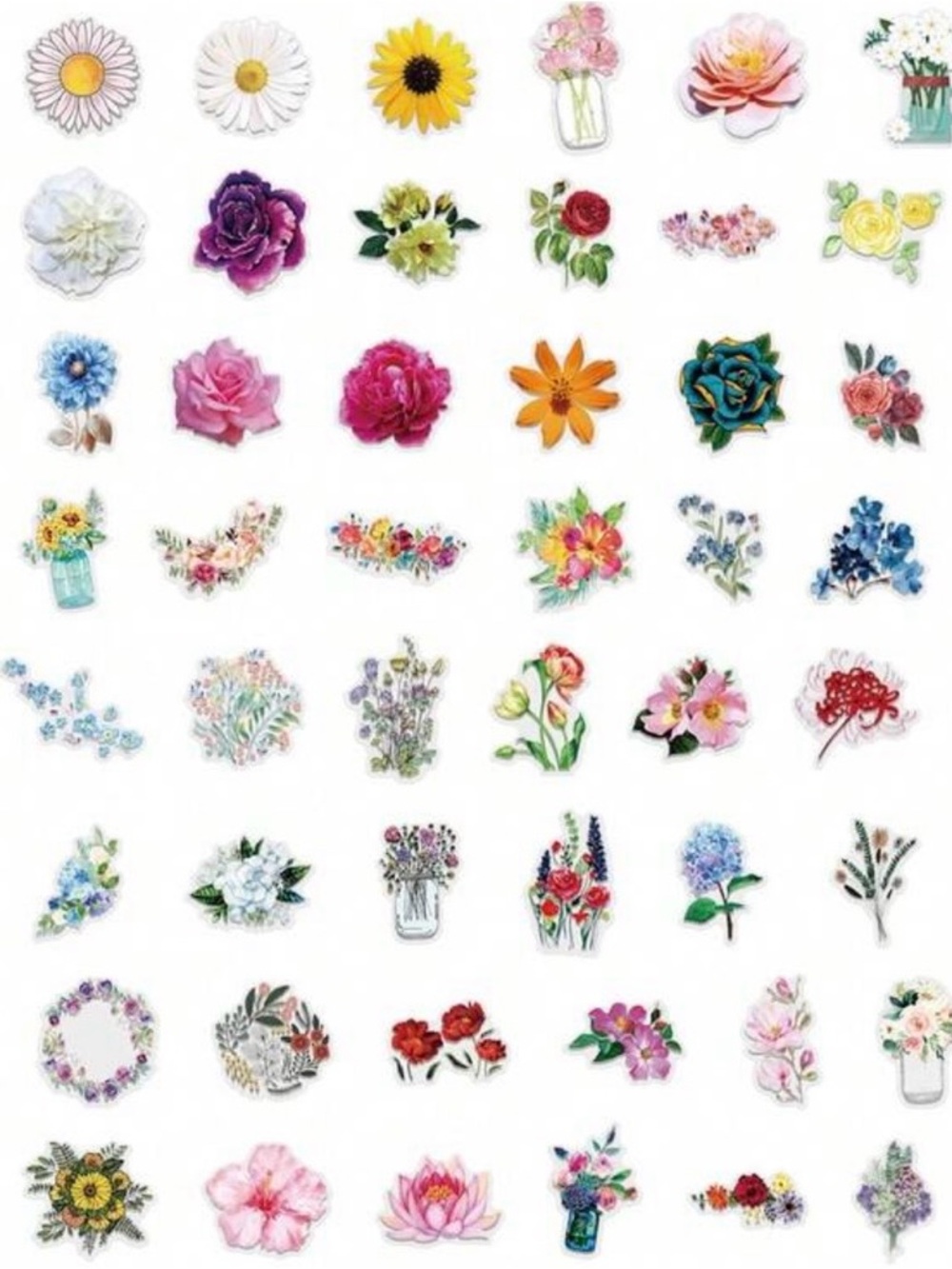 62 Bright Flower Stickers Large & Beautiful Garden Florals - Picture 6 of 8